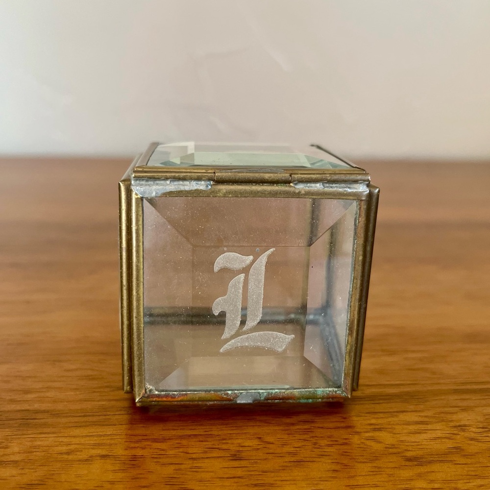 Glass Trinket Box with Gold Accents